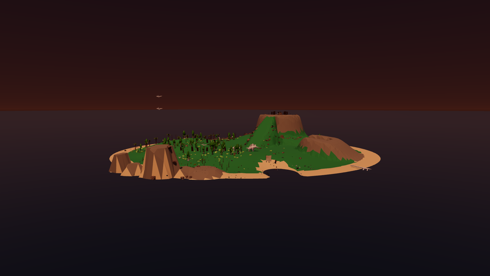 The main island with palms and ferns