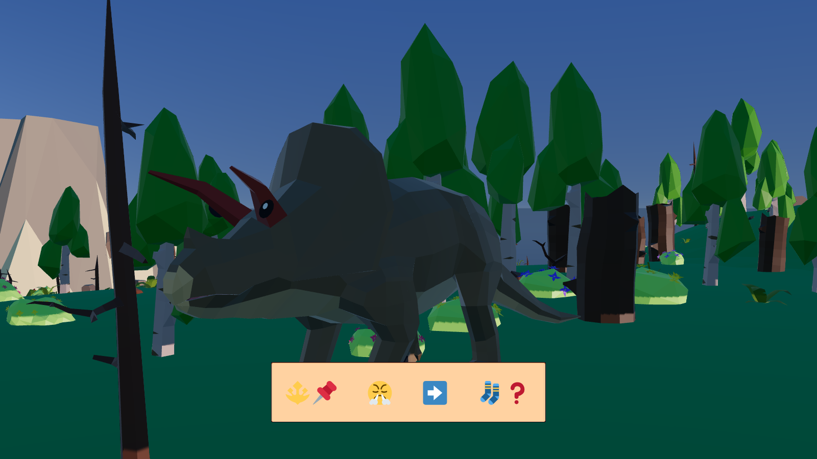 A Triceratops makes a request in cave paintings